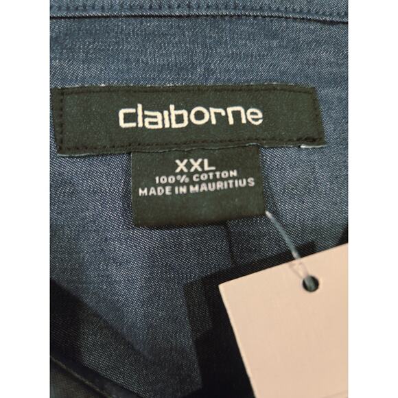 NWT Claiborne Men's Cambridge Denim Blue Causal Shirt  Size 2XL - Picture 3 of 5